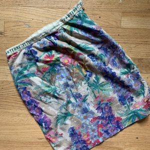 Anthropologie Floreat floral linen pencil skirt